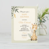 Cute Watercolor Giraffe Baby Shower Design Einladung (Stehend Vorderseite)