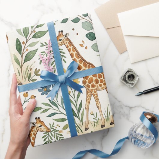 Cute Watercolor Giraffe Pattern Geschenkpapier (Schenken)