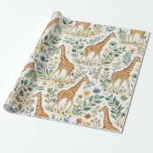 Cute Watercolor Giraffe Pattern Geschenkpapier (Ungerollt)