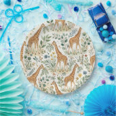 Cute Watercolor Giraffe Pattern Pappteller (Party)