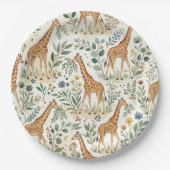 Cute Watercolor Giraffe Pattern Pappteller (Vorderseite)