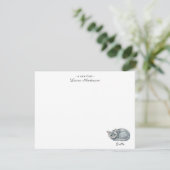 Cute watercolor grey cat personalized flat  dankeskarte (Stehend Vorderseite)