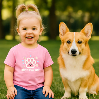 cute  watercolor Happy paw day  Baby T-shirt
