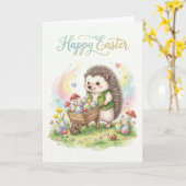 Cute Watercolor Hedgehog Easter Karte (Gelbe Blume)