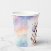 Cute Watercolor Hedgehog with Balloons Birthday Pappbecher (Rechts)