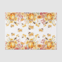 Cute Watercolor Honey Bees & Flowers Seidenpapier