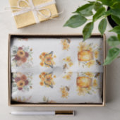 Cute Watercolor Honey Bees & Flowers Seidenpapier (Geschenk)