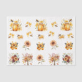 Cute Watercolor Honey Bees & Flowers Seidenpapier (Vorderseite)