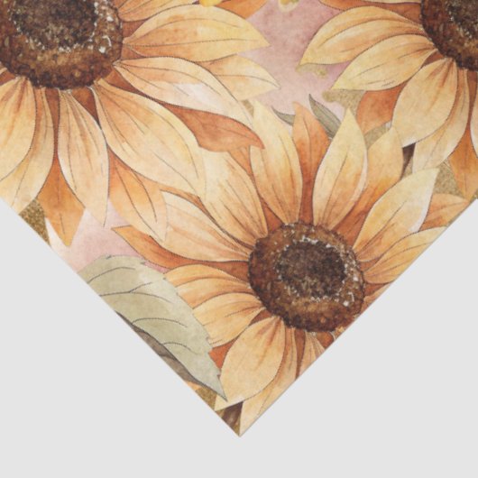 Cute Watercolor Honey Bees & Sunflowers Parchment Seidenpapier (Ausschnitt)