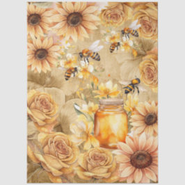 Cute Watercolor Honey Bees & Sunflowers Parchment  Seidenpapier