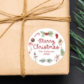 Cute Watercolor Illustrations Merry Christmas Runder Aufkleber