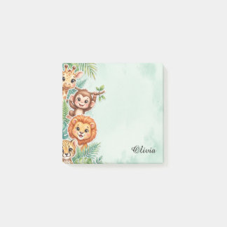 Cute Watercolor Jungle Friends Custom Sticky Notes Post-it Klebezettel