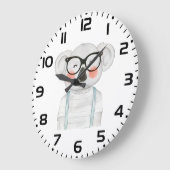 Cute Watercolor Koala with Glasses Große Wanduhr (Winkel)