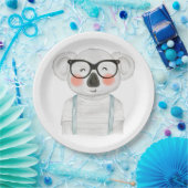 Cute Watercolor Koala with Glasses Pappteller (Party)