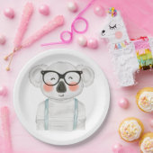 Cute Watercolor Koala with Glasses Pappteller (Party)