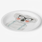 Cute Watercolor Koala with Glasses Pappteller (Schrägansicht)