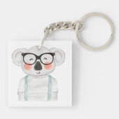 Cute Watercolor Koala with Glasses Schlüsselanhänger (Rückseite)