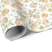 Cute Watercolor Leafy Peach Botanical Geschenkpapier (Rolleneckpunkt)