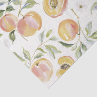Cute Watercolor Leafy Peach Botanical Seidenpapier