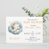 Cute Watercolor Little Star in Blue Clouds Einladung (Stehend Vorderseite)