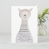 Cute Watercolor Llama Birthday | Boho Kids Party Einladung (Stehend Vorderseite)