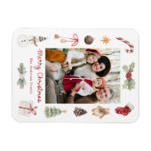 Cute Watercolor Merry Christmas Family Photo Magnet (Horizontal)