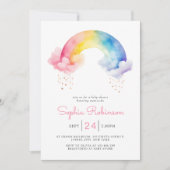 Cute Watercolor Modern  Rainbow Baby Shower Einladung (Vorderseite)