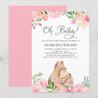 Cute Watercolor Mommy and Baby Bear Baby Shower