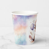 Cute Watercolor Moose with Balloons Birthday  Pappbecher (Rechts)