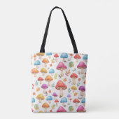 Cute Watercolor Mushroom Pattern Tote Bag Tasche (Rückseite)