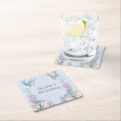 Cute Watercolor Narwhal Whale fish Seamless Sea  Rechteckiger Pappuntersetzer (Vor Ort)