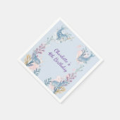 Cute Watercolor Narwhal Whale fish Seamless Sea  Serviette (Ecke)