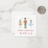 Cute Watercolor Nutcracker Ballerinas Christmas Mitteilungskarte (Vorderseite/Rückseite Beispiel)