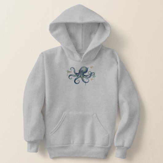 Cute Watercolor Octopus Illustration Hoodie (Ablage )