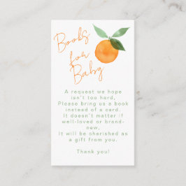 Cute Watercolor Orange Books For Baby Shower Begleitkarte