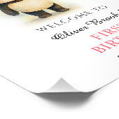 Cute Watercolor Panda 1st Birthday Party Poster (Ecke)