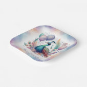 Cute Watercolor Peacock Balloons Birthday Pappteller (Gewinkelt)