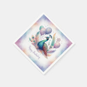 Cute Watercolor Peacock Balloons Birthday Serviette (Ecke)