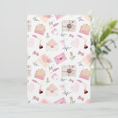 Cute Watercolor Pink Love Letters Seamless Pattern Einladung (Stehend Vorderseite)