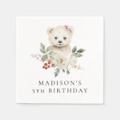 Cute Watercolor Polar Bear Birthday Party Serviette (Vorderseite)