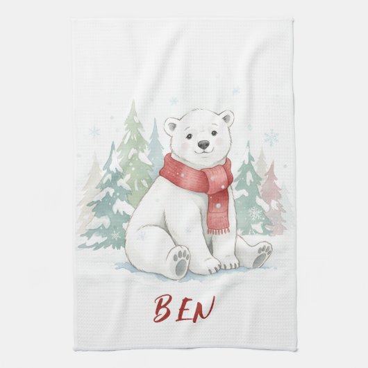 Cute watercolor Polar Bear Geschirrtuch (Vertikal)