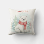 Cute watercolor Polar Bear Winter Kissen (Rückseite)