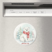 Cute watercolor Polar Bear Winter  Magnet (In Situ (Geschirrspüler))