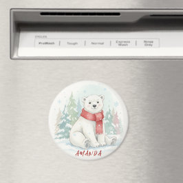 Cute watercolor Polar Bear Winter Magnet