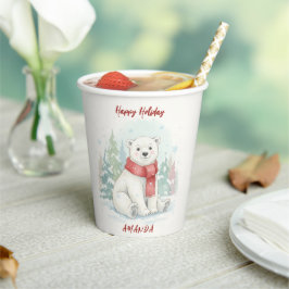 Cute watercolor Polar Bear Winter Pappbecher