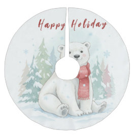 Cute watercolor Polar Bear Winter Polyester Weihnachtsbaumdecke