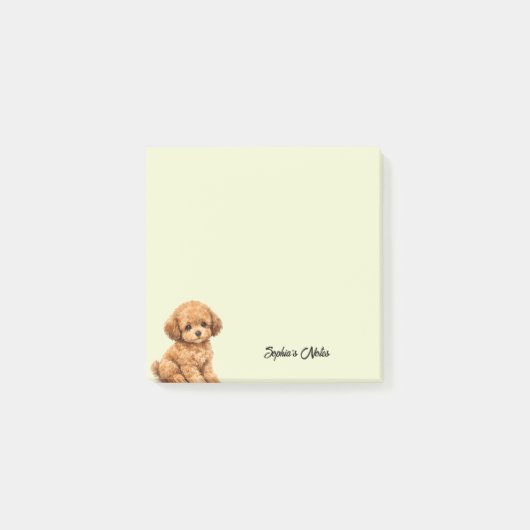 Cute Watercolor Poodle Trendy Custom Post-it Klebezettel (Vorderseite)