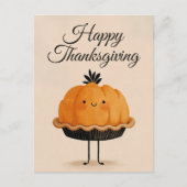 Cute Watercolor Pumpkin Pie Happy Thanksgiving Postkarte (Vorderseite)