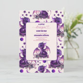 Cute Watercolor Purple Dragon Baby Shower Einladung (Stehend Vorderseite)