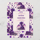 Cute Watercolor Purple Dragon Baby Shower Einladung (Vorne/Hinten)